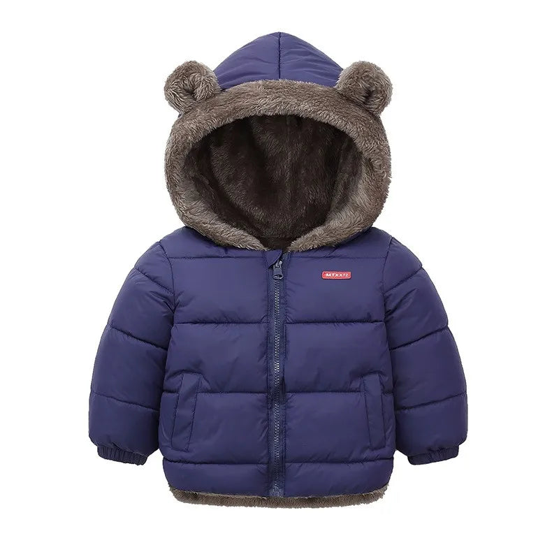 Winter Kids Thick Jacket Boys Girls Cotton-Padded Cashmere Hooded Coat Chilren Fleece Warm Outerwear Clothing for 2 3 4 5 6Years
