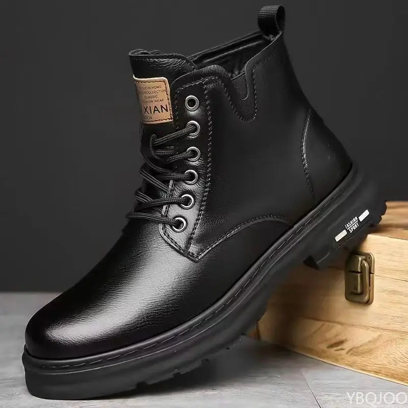Fashionable versatile spring autumn new high top men's shoes casual comfortable men's shoes trendy retro simple warm short boots