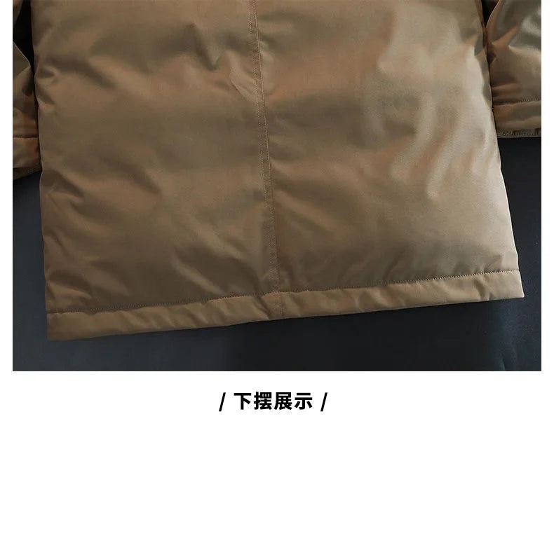 2024 Autumn/Winter New Fashion Solid Color Thick Warm Hooded Coat Men's Casual Loose High-Quality Plus-Size Cotton-Padded Jacket