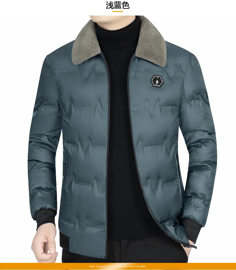 New Winter Men Fur Collar Down Jackets Warm Parkas High Quality Male Outwear Casual  Winter Coats Man Slim Fit Down Jackets 4XL