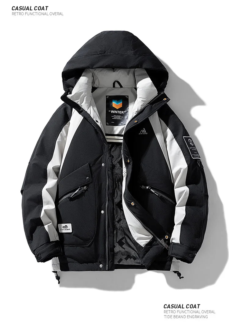 Winter Down Jacket - Outdoor Spliced Parka Outerwear