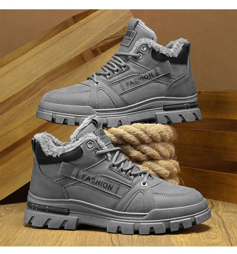 Winter Sneakers Men's New Warm Cotton Boots with Thick Soles Versatile Snow Anti Slip Outdoor Leisure Hiking Cotton Shoes Botas