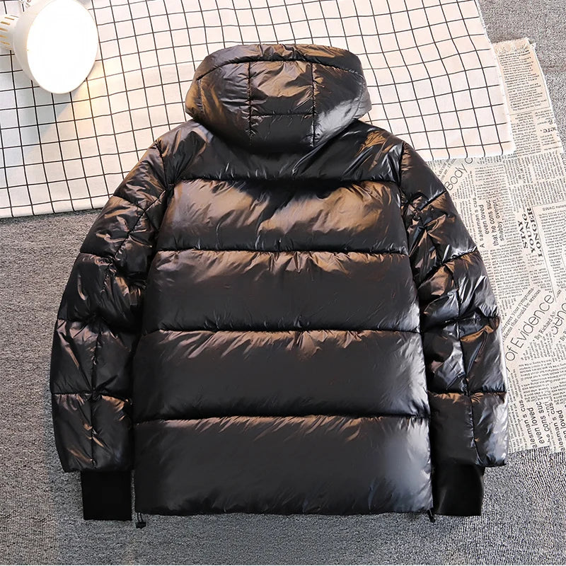 Winter Warm Jacket Men's Trendy Brand Black Gold Bright Waterproof Warm Parka Short Casual Down Cotton Padded Coat man padded