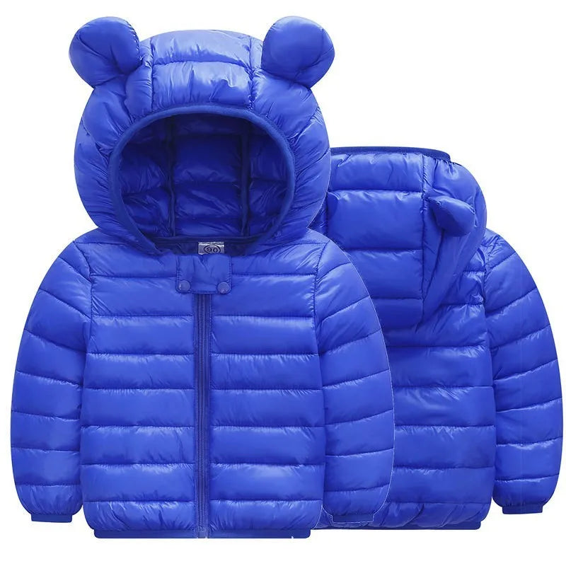Boys Girls Lightweight Down Jacket Baby Hooded  Zipper Coats Autumn Winter Warm Outerwear 0-5 Years Kids Christmas Birthday Gift
