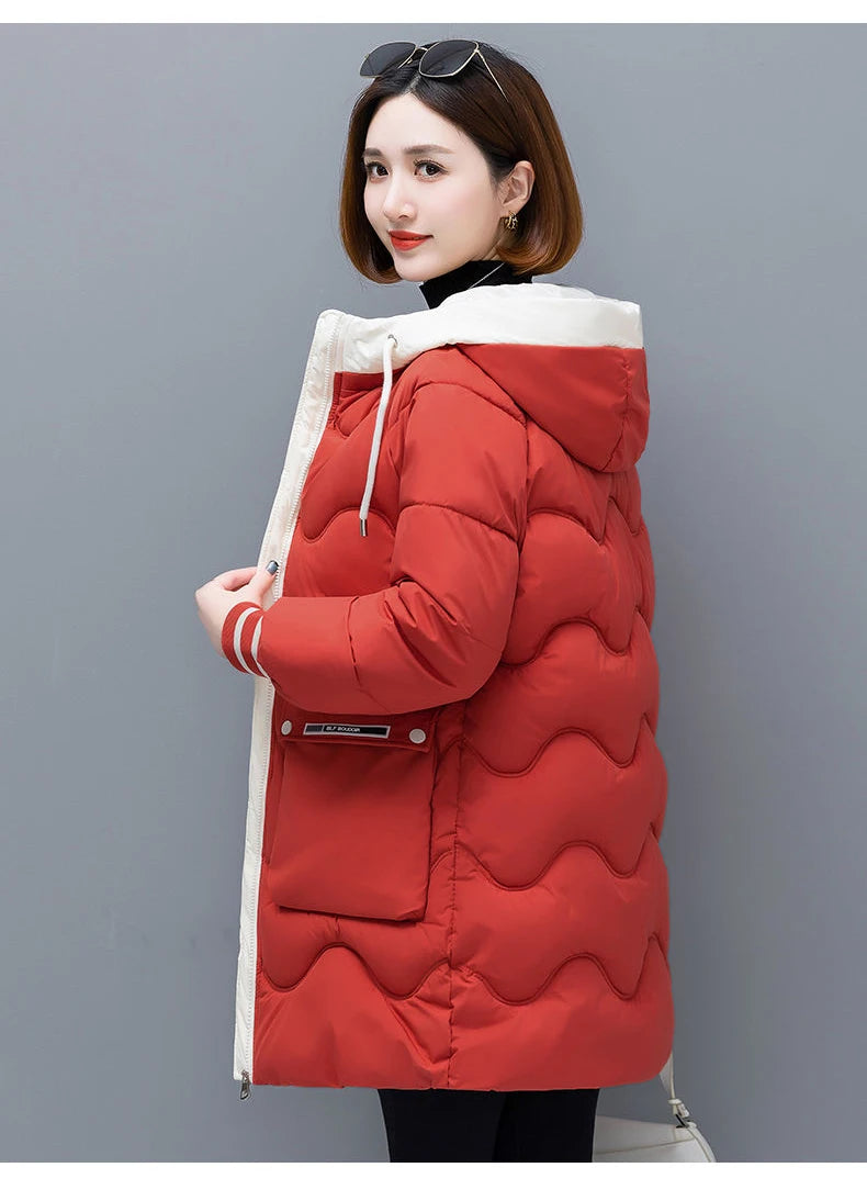 Long Winter Jacket Women Down Cotton Coats 2024 New Cotton Padded Puffer Parka Coat Women Hooded Outwear Thicken Warm Jacket 4XL