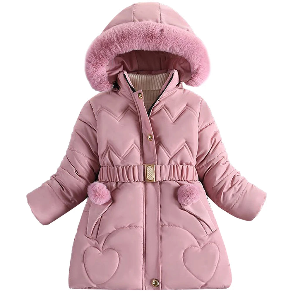 Girls' Winter Jacket with Hood,Children's Winter Coat,Warm Quilted Jacket,Kids Down Cottob Jacket,Outdoor Windproof Puffer Coat