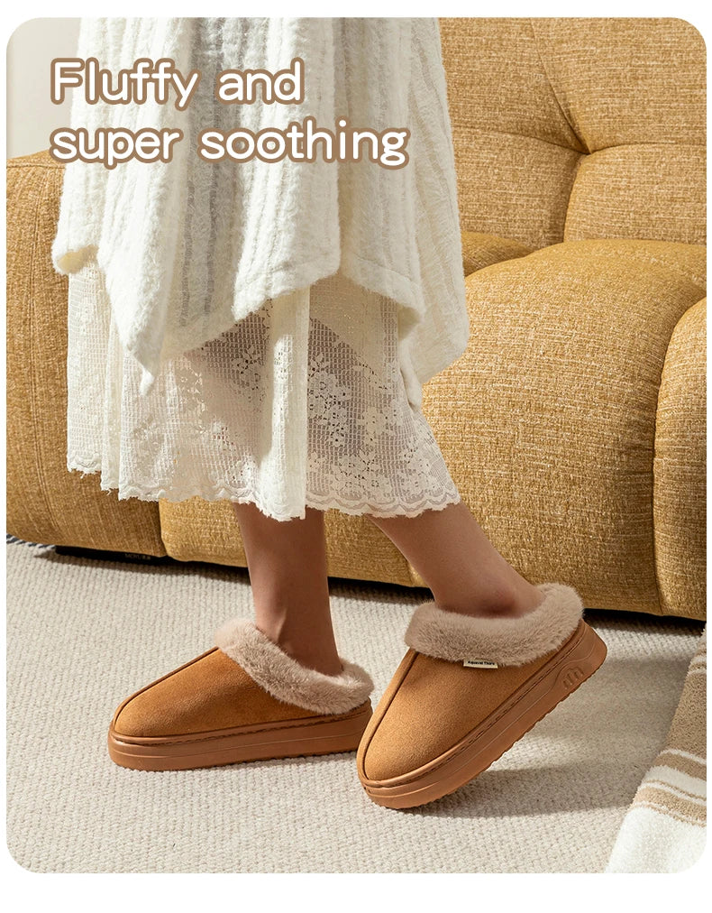 Winter Men Slippers Fur Warm Comfort Breathable Indoor Outdoor Non-slip Couple Fashion Snow Boots Casual Home Shoes