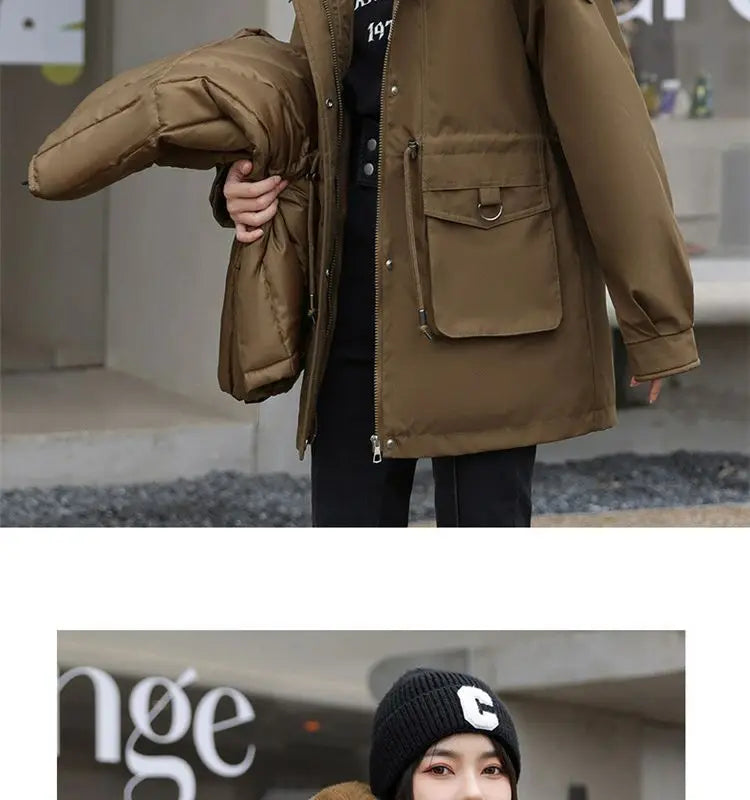 Winter Coat 2024 New Thicken Parker Women's Warm Detachable Inner Down Cotton Jacket Female Loose Warm Hooded Parkas Overcoat