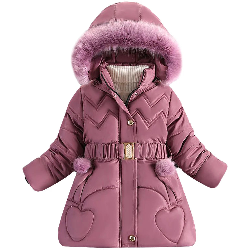 Girls' Winter Jacket with Hood,Children's Winter Coat,Warm Quilted Jacket,Kids Down Cottob Jacket,Outdoor Windproof Puffer Coat