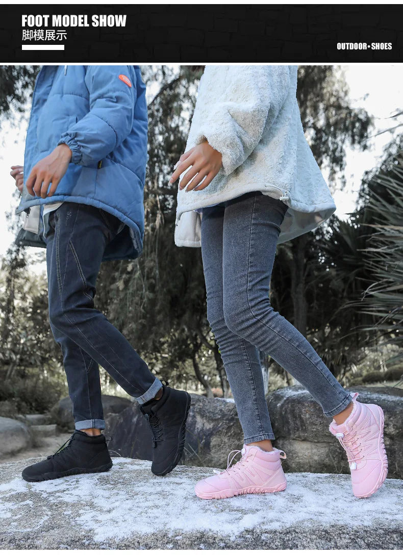 New Outdoor Sports Cotton Shoes With Plush Insulation Boots, Wear-Resistant And Non Slip Snow Boots, Winter Thick Couple Shoes