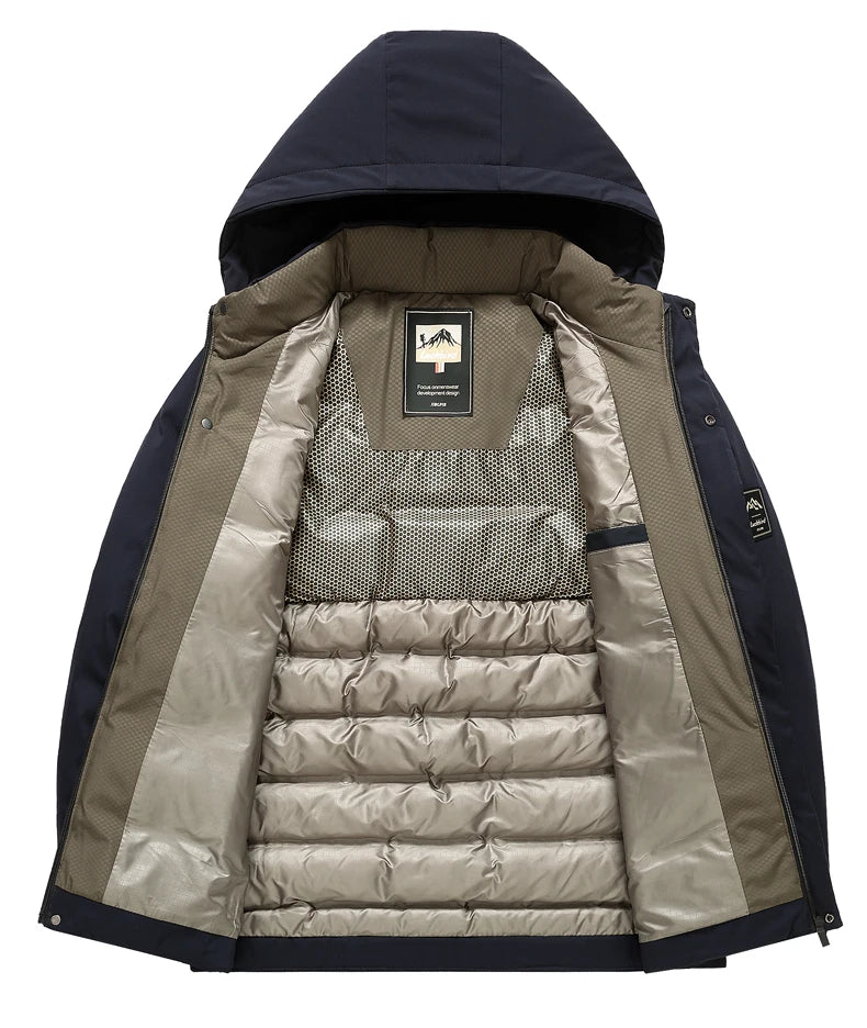 Men's Outdoor Winter Coat Parkas Middle-aged and Elderly Padded Men's Down Warm Padded Jacket Winter Removable Hooded Parkas