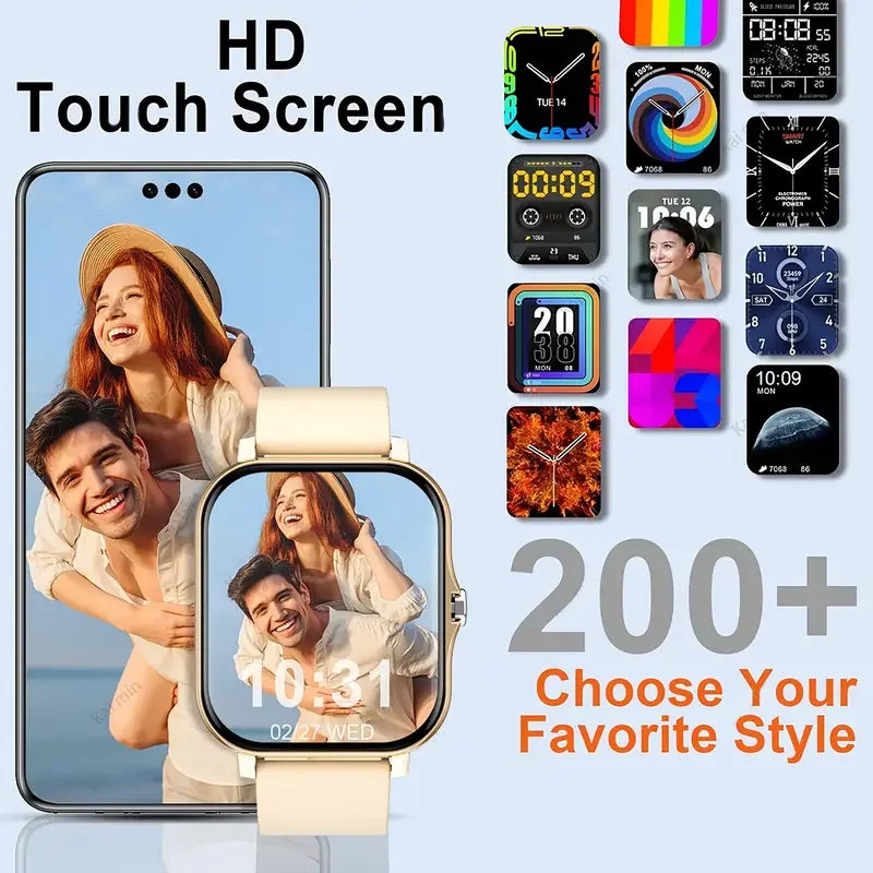Montre connectée Bluetooth parlante avec moniteur d'oxygène dans le sang et de pression artérielle, pour femmes et hommes, cadeau de vacances 