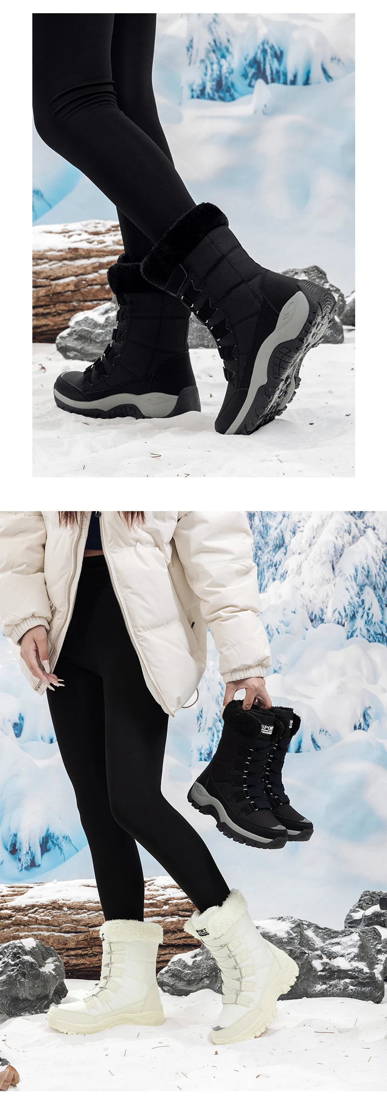 New Winter Women Boots High Quality Warm Women's Snow Boots Comfortable Ankle Boots Outdoor Waterproof Hiking Boots Size 36-42