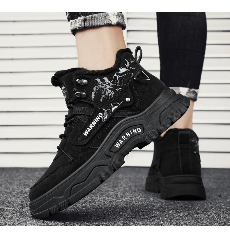 Men's boots winter new warm and velvet cotton boots non-slip comfortable casual boots fashion youth Joker outdoor high-top boots