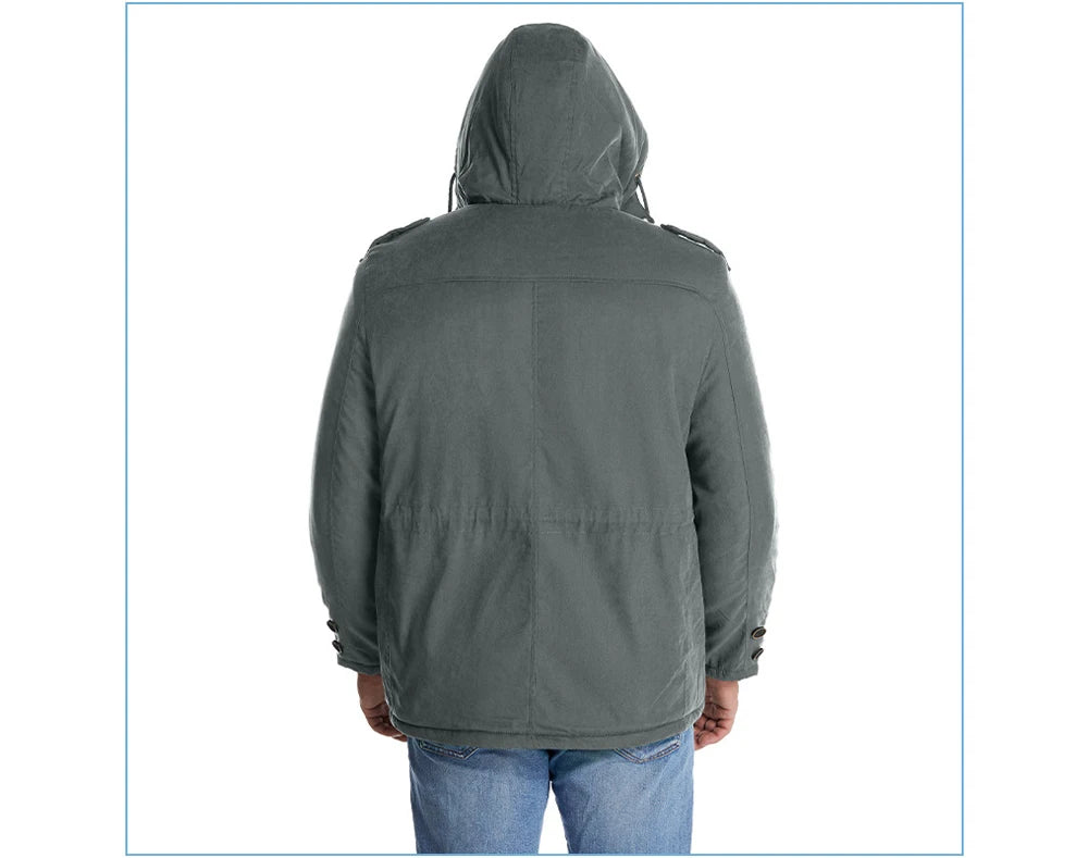 Winter Mens Fleece Warm Jackets Fashion Men Thicken Thermal Tactical Hooded Coats Men Outdoor Multi-pocket Windbreaker Jacket