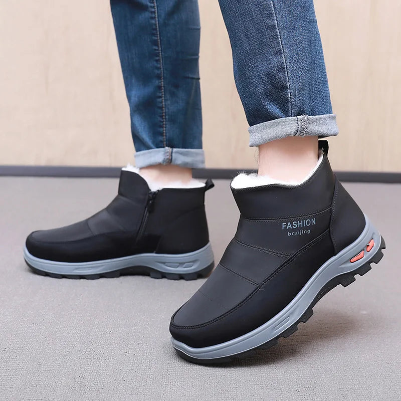2025 Winter Men's New Thickened Cotton Shoes with Fleece Durable and Skid-resistant Warm and Comfortable Free Men's Shoes