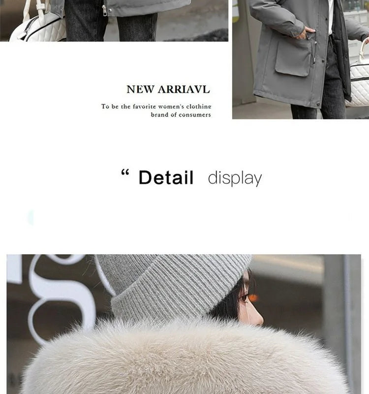 Winter Coat 2024 New Thicken Parker Women's Warm Detachable Inner Down Cotton Jacket Female Loose Warm Hooded Parkas Overcoat