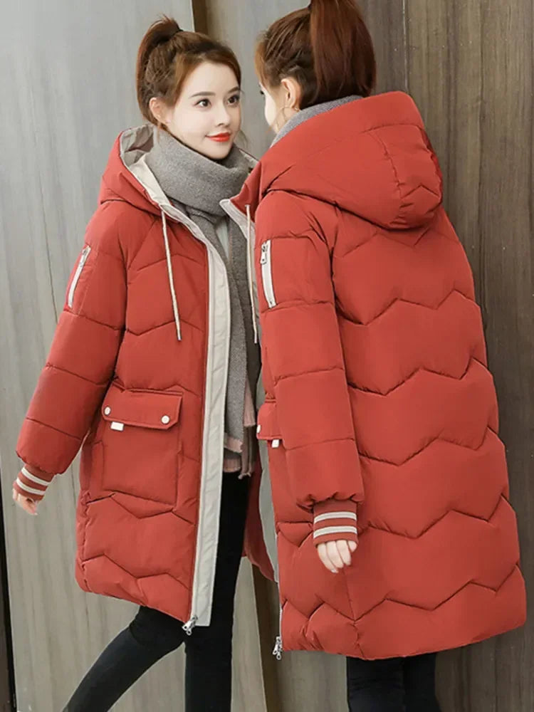 Winter Women Jacket Coats Long Parkas Female Down Cotton Hooded Overcoat Thick Warm Jackets Windproof Casual Student Coat Parka