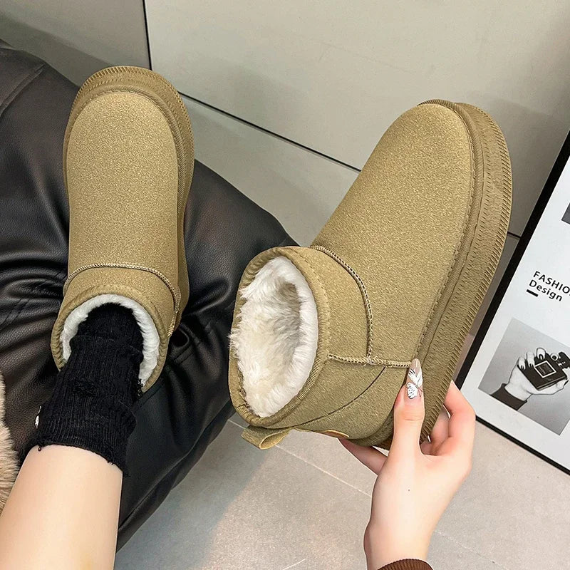 Winter warm cotton shoes for new style, thickened outer wear, slip-on short boots, anti-slip snow ground casual shoes, versatile