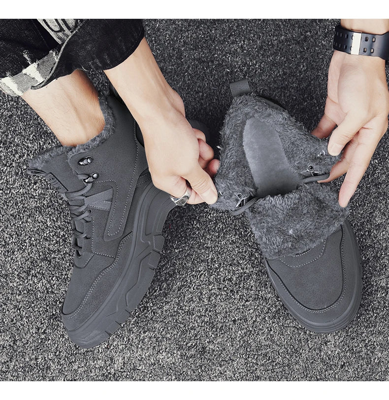 Men's boots winter new warm and velvet cotton boots non-slip comfortable casual boots fashion youth Joker outdoor high-top boots