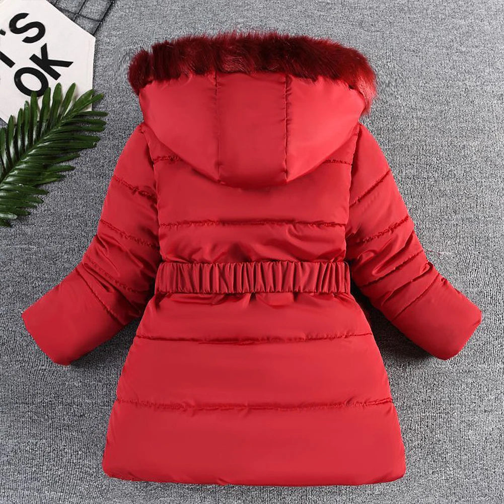 Girls' Winter Jacket with Hood,Children's Winter Coat,Warm Quilted Jacket,Kids Down Cottob Jacket,Outdoor Windproof Puffer Coat