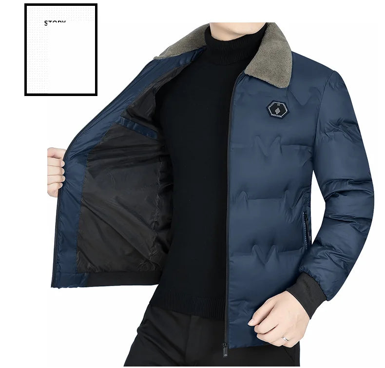 New Winter Men Fur Collar Down Jackets Warm Parkas High Quality Male Outwear Casual  Winter Coats Man Slim Fit Down Jackets 4XL