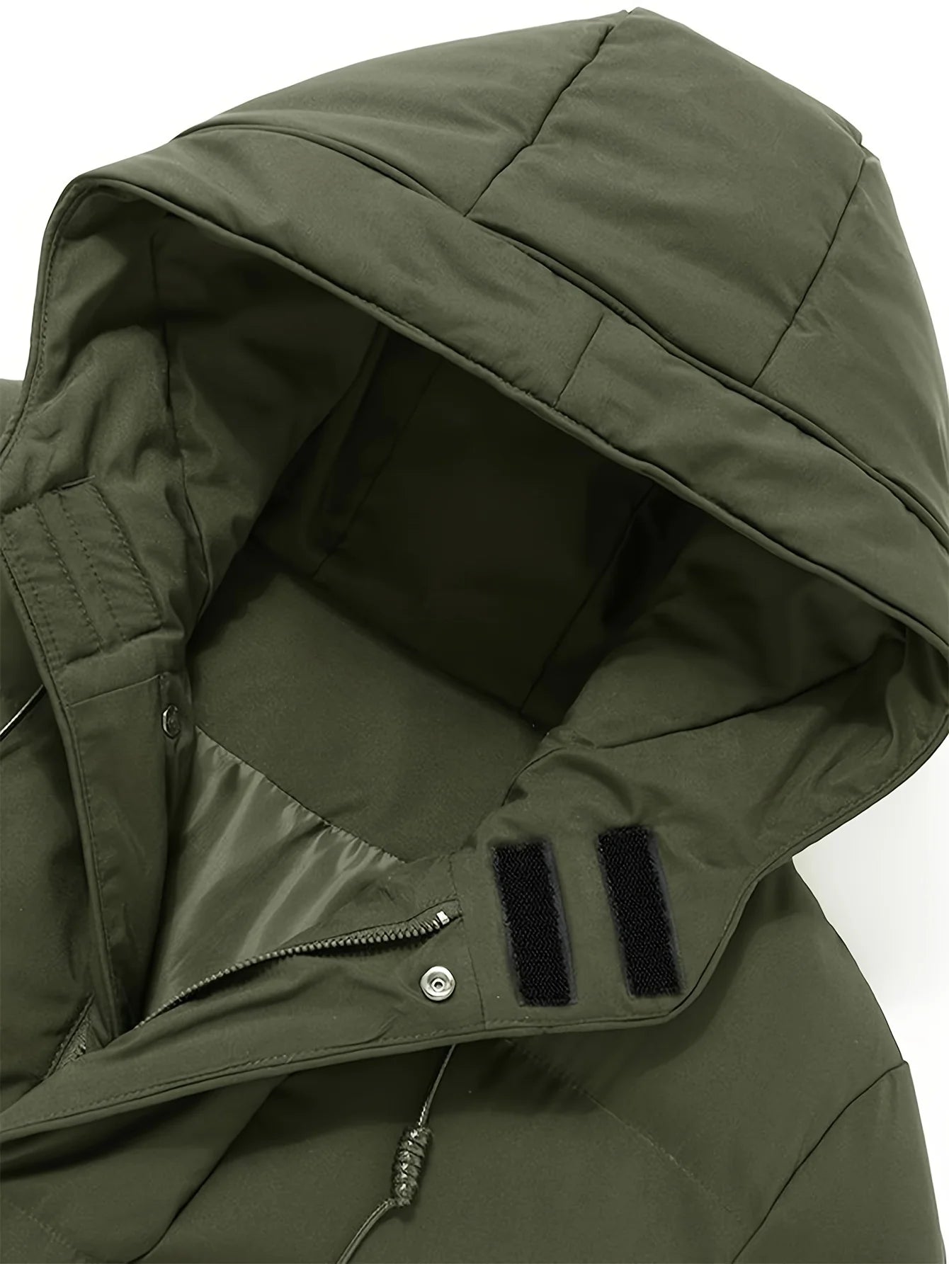 Men's Winter Jacket Hooded Full-Zip -Padded - Windproof Coat with Full-Length Zipper- Cold Weather Outdoor Clothing for Skiing