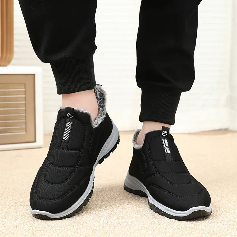 Classic Black Unisex Snow Boots Waterproof Winter Boots for Men & Women Anti-Slip Thermal Plush Lined Ankle Boots Outdoor Hiking