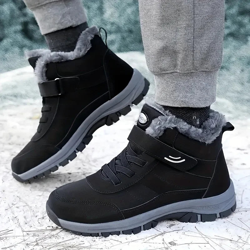 Winter Snow Boots Women Shoes Warm Breathable Hiking Shoes Women Anti-slip Flat Bottom Ankle Boots Short Plush Men Shoes Women