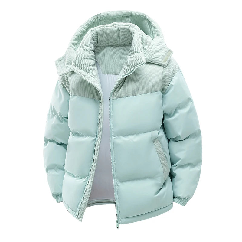 Winter Parka Jacket Men Removable Hood Thicken Keep Warm Cold Weather Windproof Coats Patchwork Cotton Padded Puffer Jacket