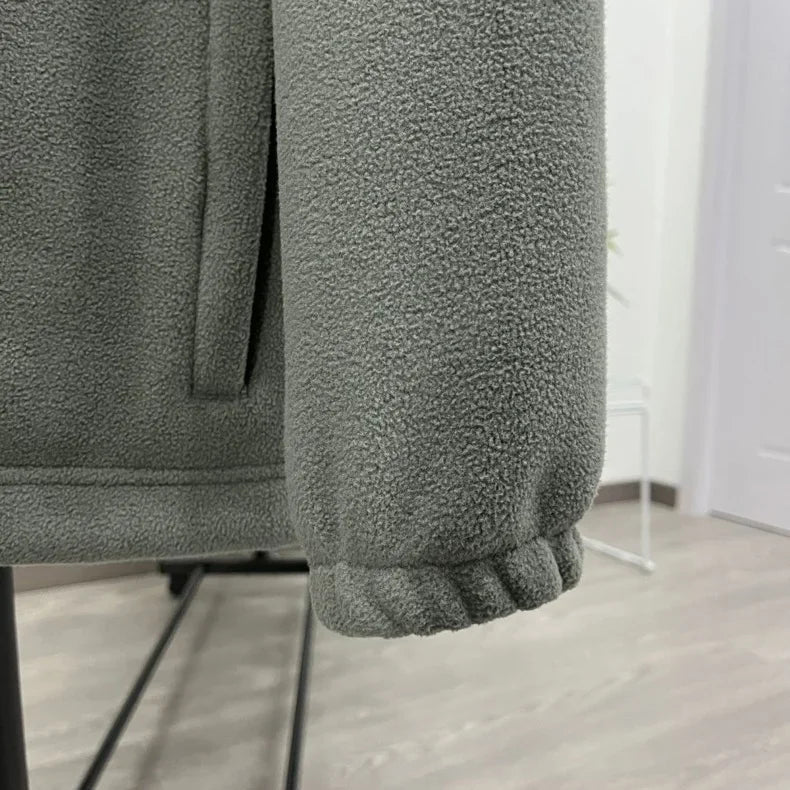 Winter Wool Jacket Men's Mountaineering Double-layer Thick Pocket Jacket Outdoor High Neck Windproof Skiing Sweatshirt Jacket Me