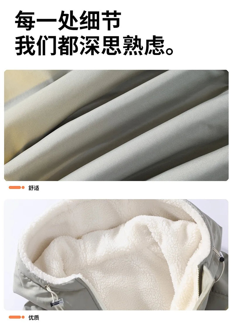 Winter Fashion Trend With Thick Fleece and Warm Hooded Jacket For Men's Casual Loose Sports Plus Large Size High-Quality Jacket