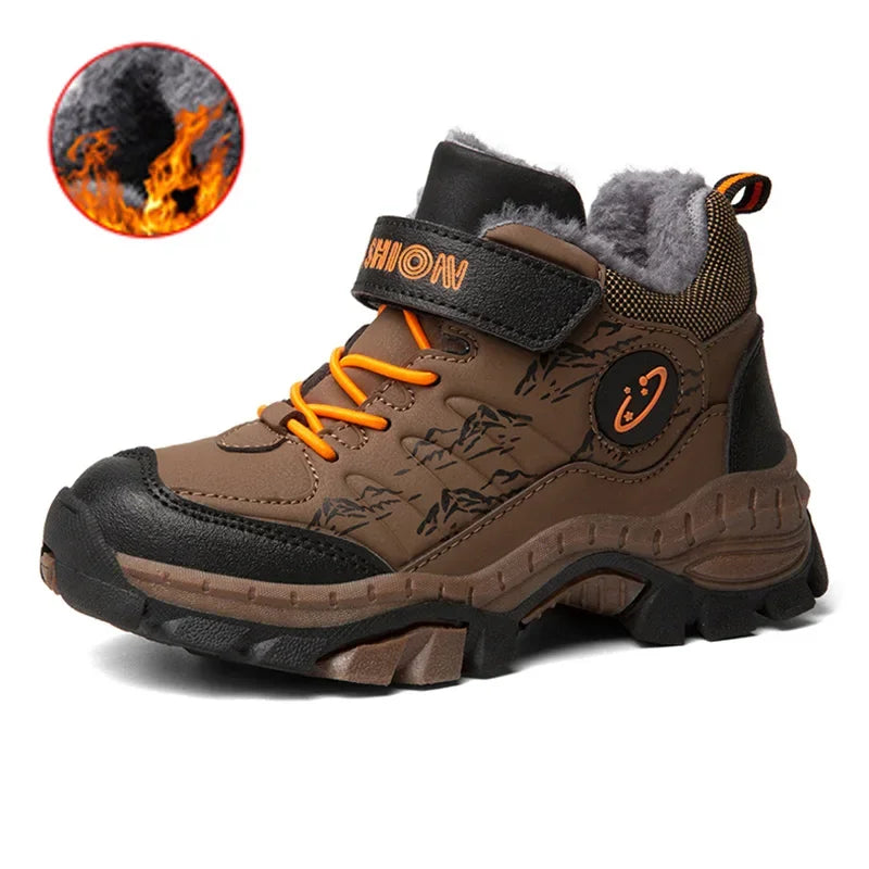 Waterproof Winter Snow Boots for Boys Non-Slip Warm Ankle Shoes Kids Outdoor Trekking Hiking Sneakers Children's Fashion Boots