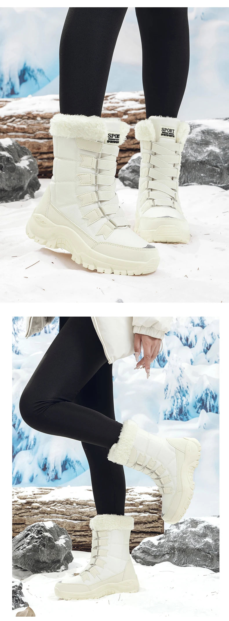 New Winter Women Boots High Quality Warm Women's Snow Boots Comfortable Ankle Boots Outdoor Waterproof Hiking Boots Size 36-42