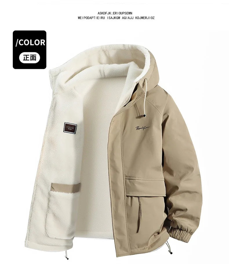 Winter Fashion Trend With Thick Fleece and Warm Hooded Jacket For Men's Casual Loose Sports Plus Large Size High-Quality Jacket