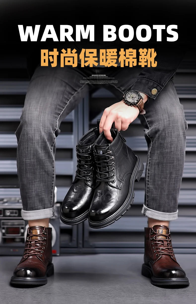 Leather Shoes Loafers Soft and Comfortable Ankle Boots Shoes for Men Wear-resistant All-match Mid-top Work Wear Fashion New