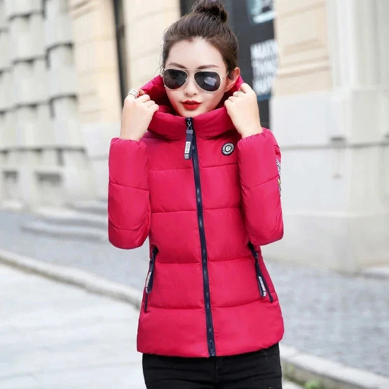 2025 New Winter Parkas Women Jacket Hooded Thick Warm Short Jacket Cotton Padded Parka Basic Coat Female Outerwear 5XL