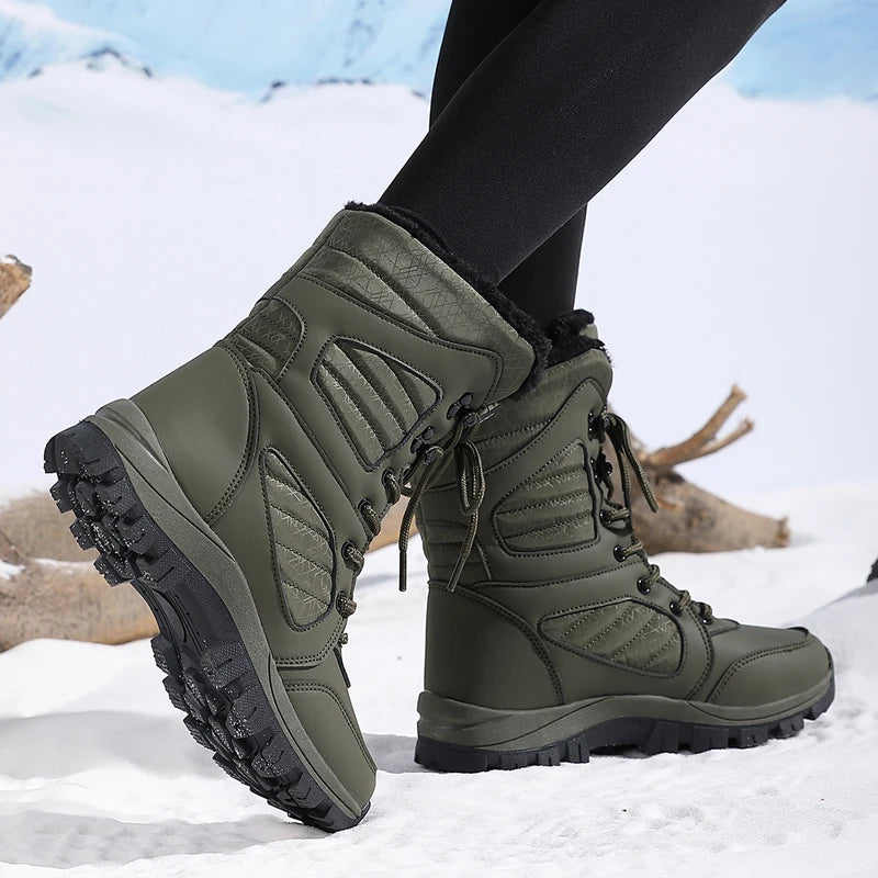 Winter Women Snow Boot High-top Waterproof Ankle Boots Ladies Thick Plus Warm Snow Hiking Boots Outdoor Cotton Shoes Sneakers