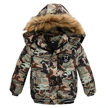 Autumn Winter Boys Jacket New Keep Warm Baby Coat Hooded Zipper Fashion Fur Collar Boys Outerwear 2 3 4 5 6 Years Kids Clothes