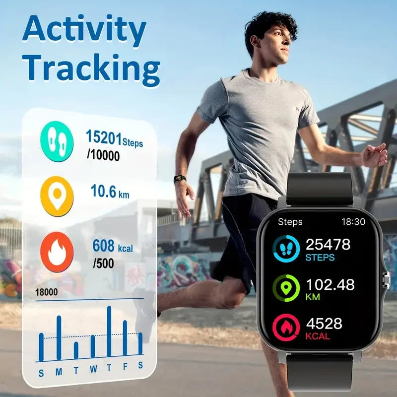 Montre connectée Bluetooth parlante avec moniteur d'oxygène dans le sang et de pression artérielle, pour femmes et hommes, cadeau de vacances 