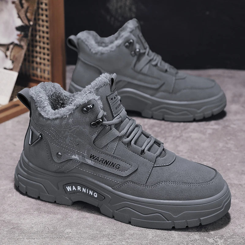 Men's boots winter new warm and velvet cotton boots non-slip comfortable casual boots fashion youth Joker outdoor high-top boots