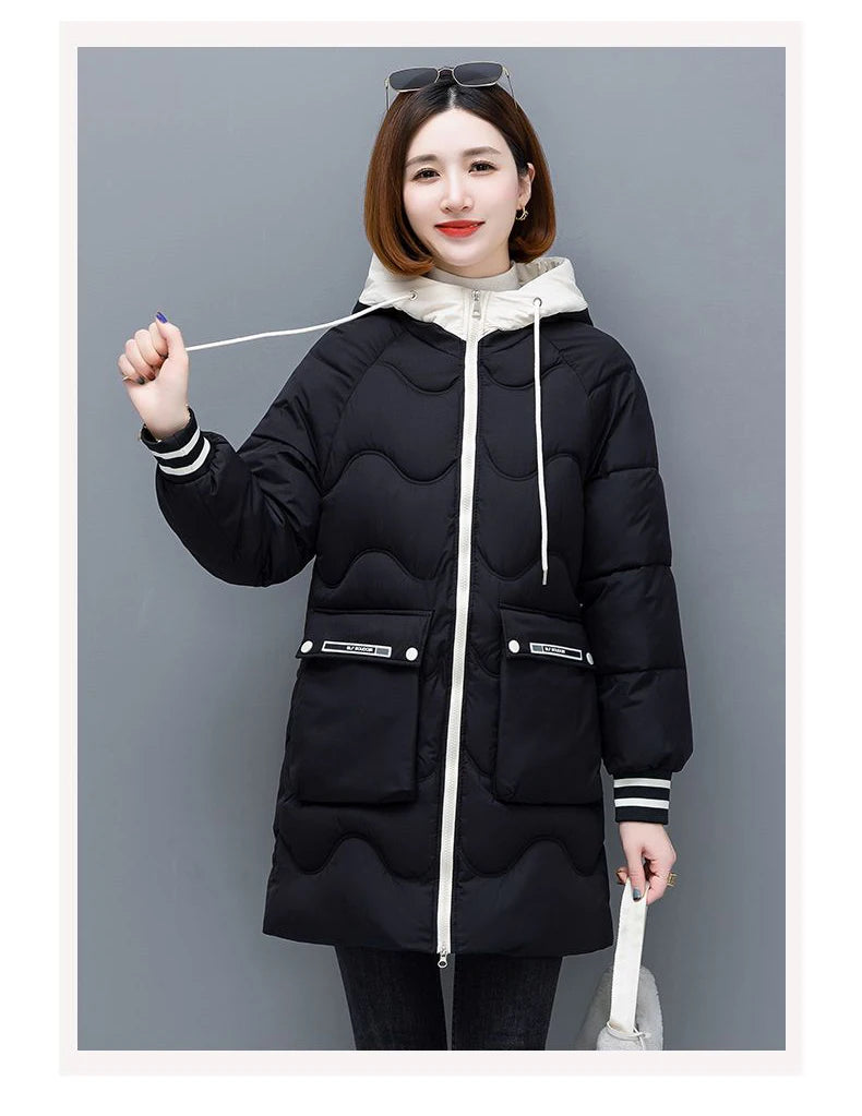 Long Winter Jacket Women Down Cotton Coats 2024 New Cotton Padded Puffer Parka Coat Women Hooded Outwear Thicken Warm Jacket 4XL