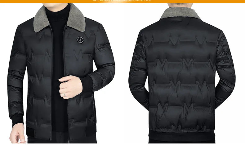 New Winter Men Fur Collar Down Jackets Warm Parkas High Quality Male Outwear Casual  Winter Coats Man Slim Fit Down Jackets 4XL