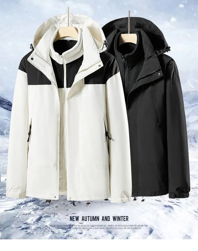 Winter Hiking Jackets Warm Windbreaker Outerwear Waterproof Windproof Jacket Men Skiing Camping Women Coats Hooded Fleece Jacket