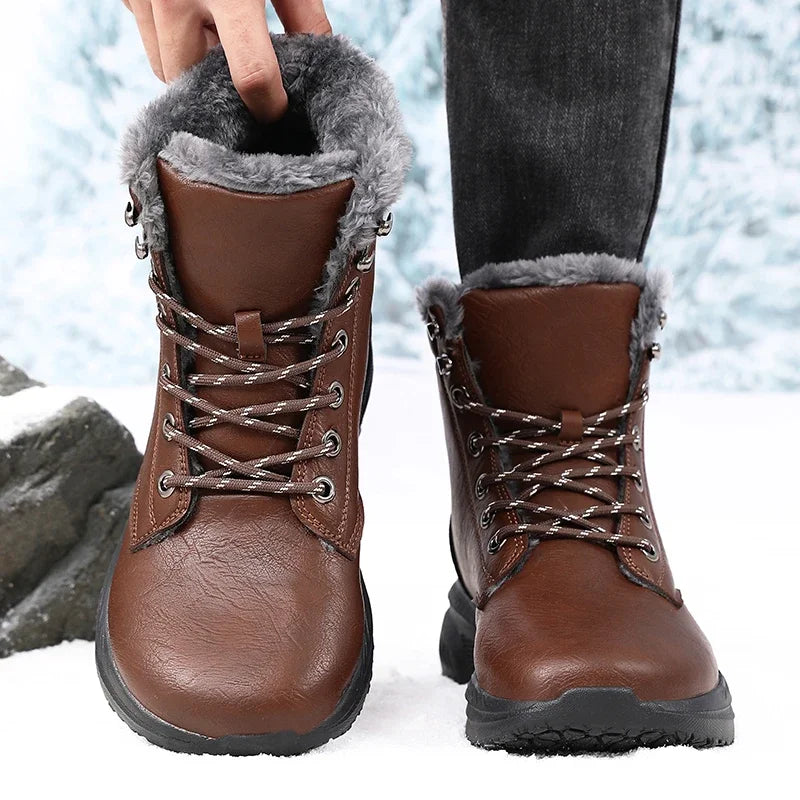 Winter Snow Barefoot Boots for Men Keep Warm Waterproof Winter Shoes Latest 2025 Fashion Design Non Slip Platform Snow Boots Men