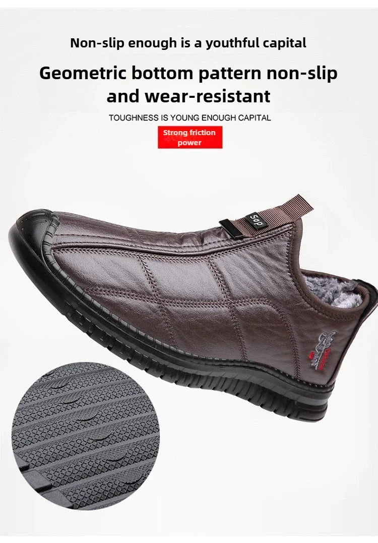 Winter men's boots are warm waterproof non slip thick walking boots, and oversized work shoes for men aged 38-48 platform boots