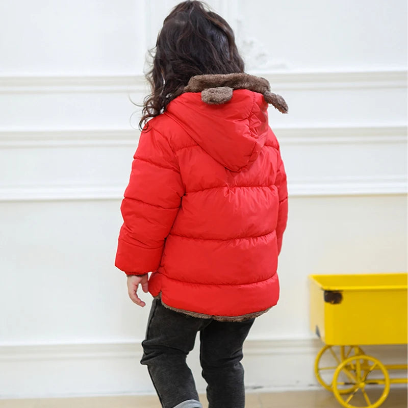Winter Boys Cashmere Padded Jackets Children's Girls Hooded Outerwear Thick Fleece Warm Casual Coat New Christmas Birthday Gift