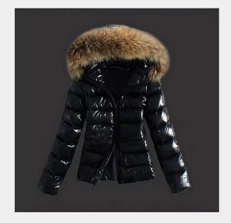 2025 Winter Jackets Women Basic Coats Fashion Faux PU Leather Winter Jackets Women Artificial Fur Collar Coat Female Outerwear