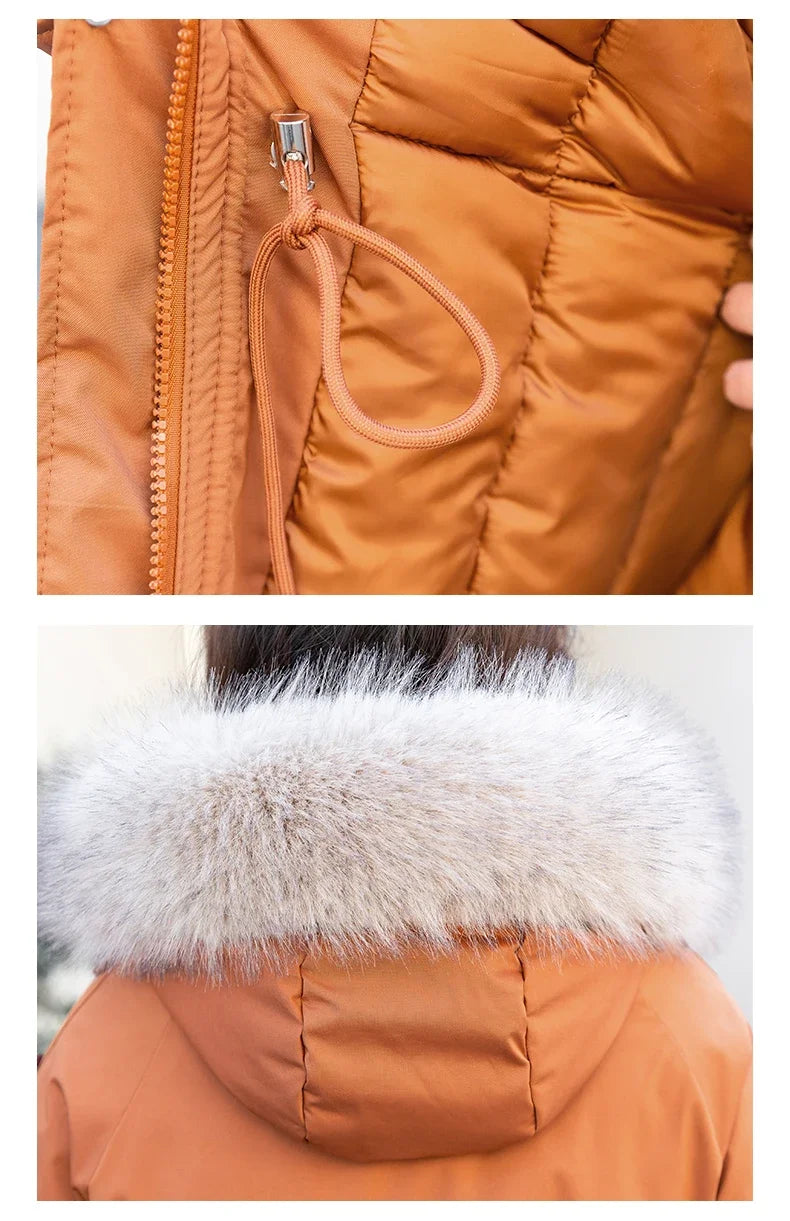 CJFHJE Parkas Winter Jackets Women Chaquetas Para Mujeres Waist Big Fur Collar Warm Down Jacket Outdoor Coat Abrigos De Plumas