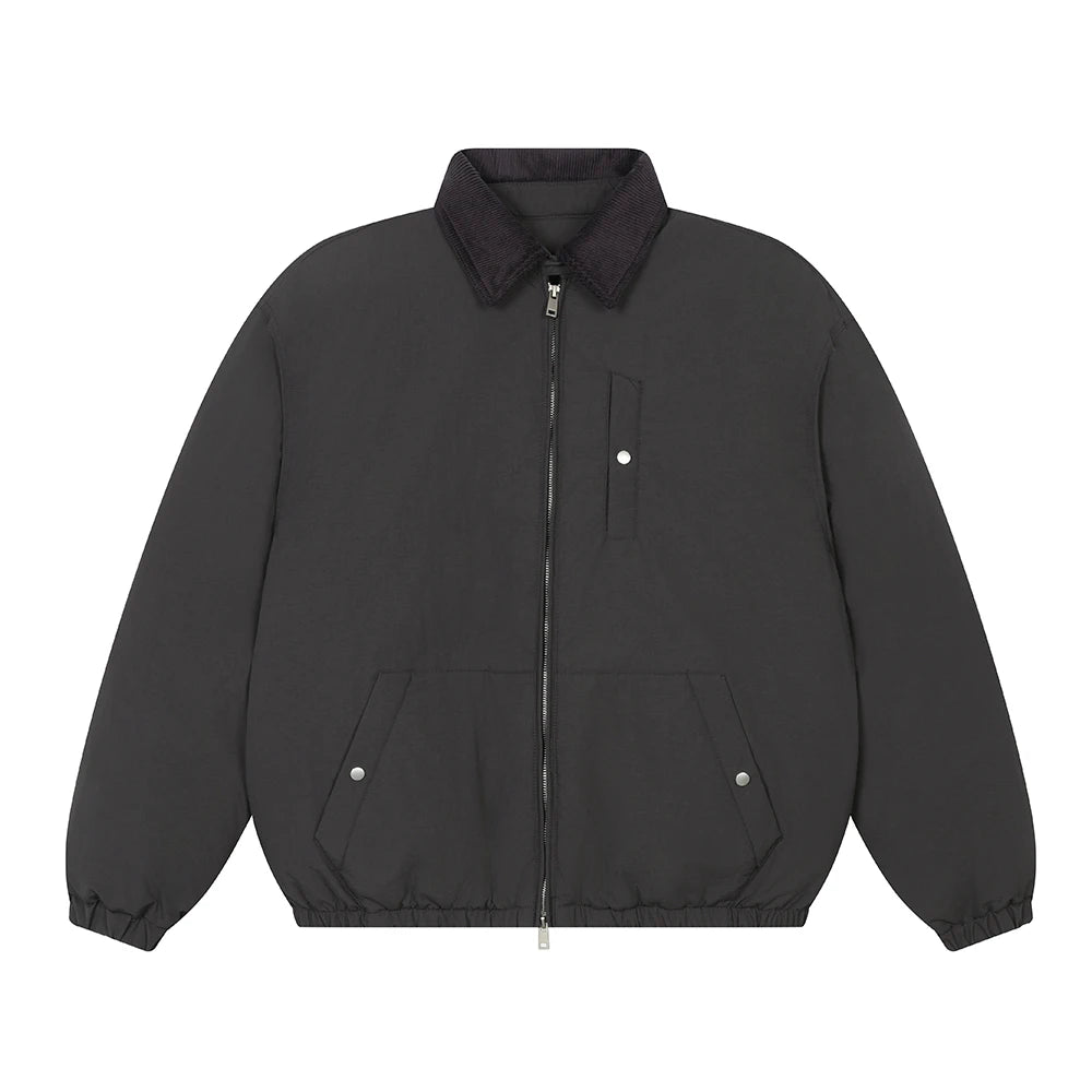 Women's Winter Down Padded Jacket Lapel Black Fashion Coat Winter Women Gray Women's Simple Solid Gray Winter Oversize Jacket